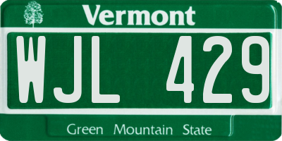 VT license plate WJL429