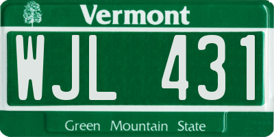 VT license plate WJL431