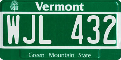 VT license plate WJL432
