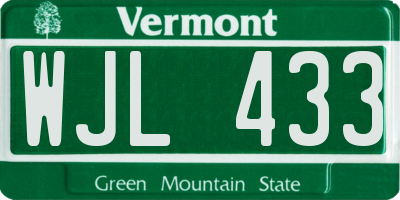 VT license plate WJL433