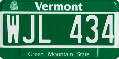 VT license plate WJL434