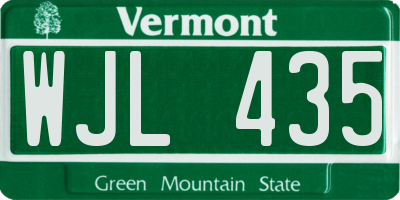 VT license plate WJL435