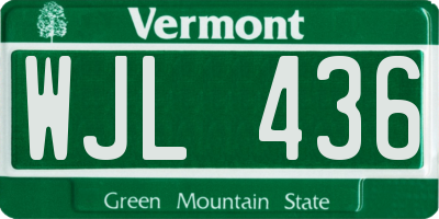 VT license plate WJL436