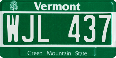 VT license plate WJL437