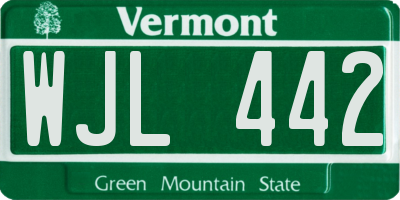 VT license plate WJL442