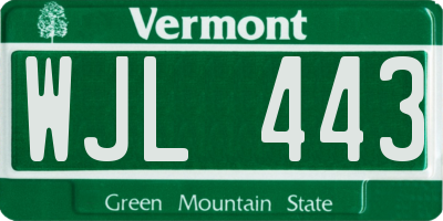 VT license plate WJL443