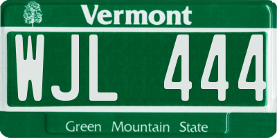 VT license plate WJL444