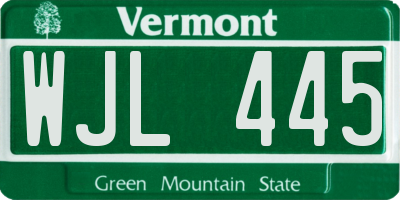VT license plate WJL445