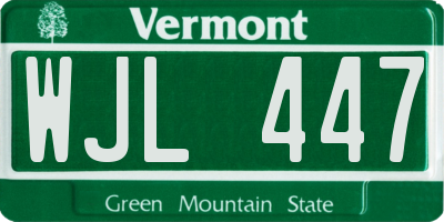 VT license plate WJL447