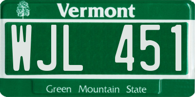 VT license plate WJL451