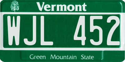 VT license plate WJL452