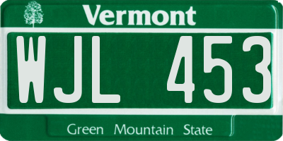 VT license plate WJL453