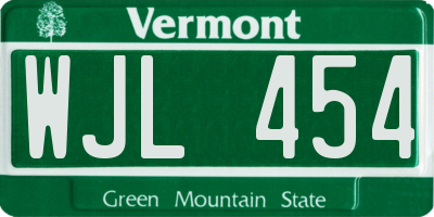 VT license plate WJL454