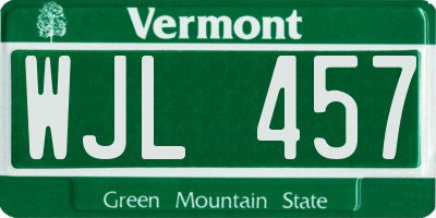 VT license plate WJL457