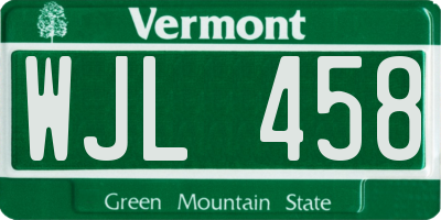 VT license plate WJL458