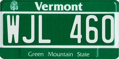 VT license plate WJL460