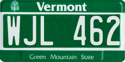 VT license plate WJL462