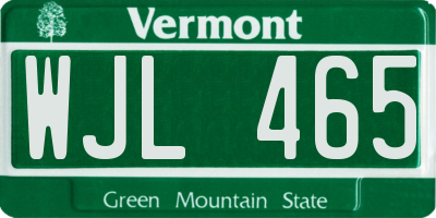 VT license plate WJL465