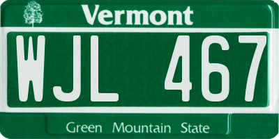 VT license plate WJL467