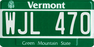 VT license plate WJL470