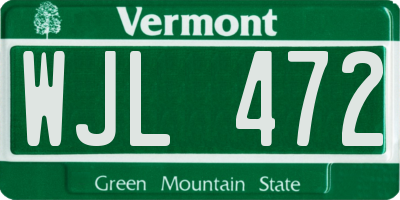 VT license plate WJL472