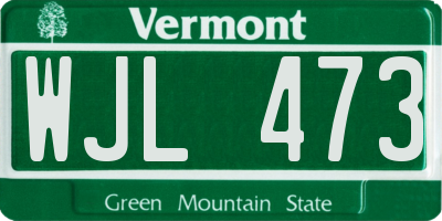 VT license plate WJL473