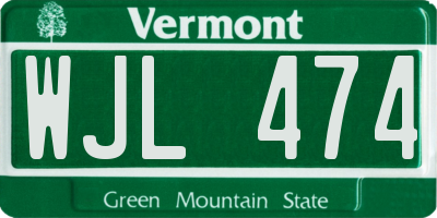 VT license plate WJL474