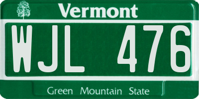 VT license plate WJL476
