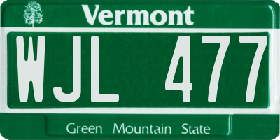 VT license plate WJL477