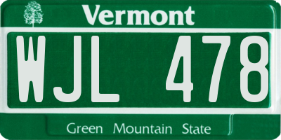 VT license plate WJL478
