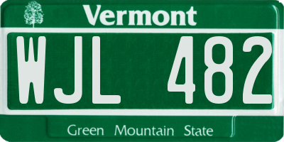 VT license plate WJL482