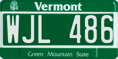 VT license plate WJL486