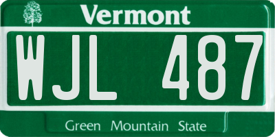 VT license plate WJL487