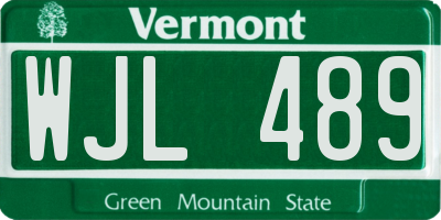 VT license plate WJL489