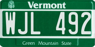VT license plate WJL492
