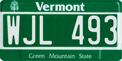 VT license plate WJL493