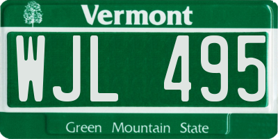VT license plate WJL495
