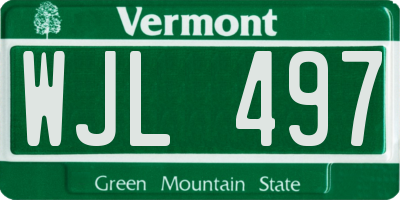 VT license plate WJL497