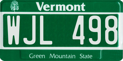 VT license plate WJL498