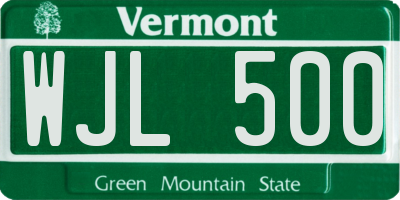 VT license plate WJL500