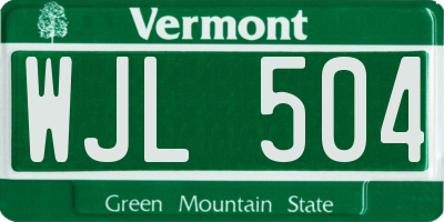 VT license plate WJL504