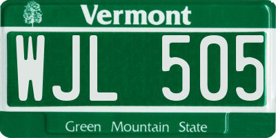 VT license plate WJL505