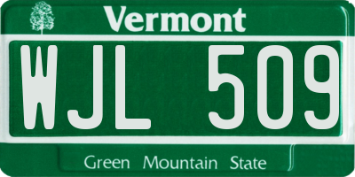 VT license plate WJL509