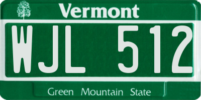 VT license plate WJL512