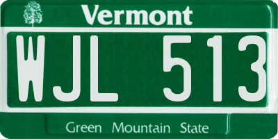 VT license plate WJL513