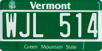 VT license plate WJL514