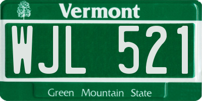 VT license plate WJL521