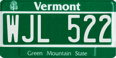 VT license plate WJL522