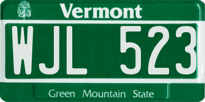 VT license plate WJL523