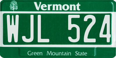 VT license plate WJL524